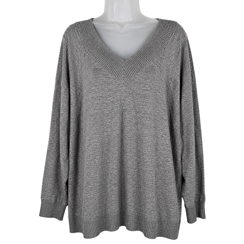 J. Jill Sweater NWT Womens 3X Gray Long Sleeve Knit Pullover Casual Classic Mini